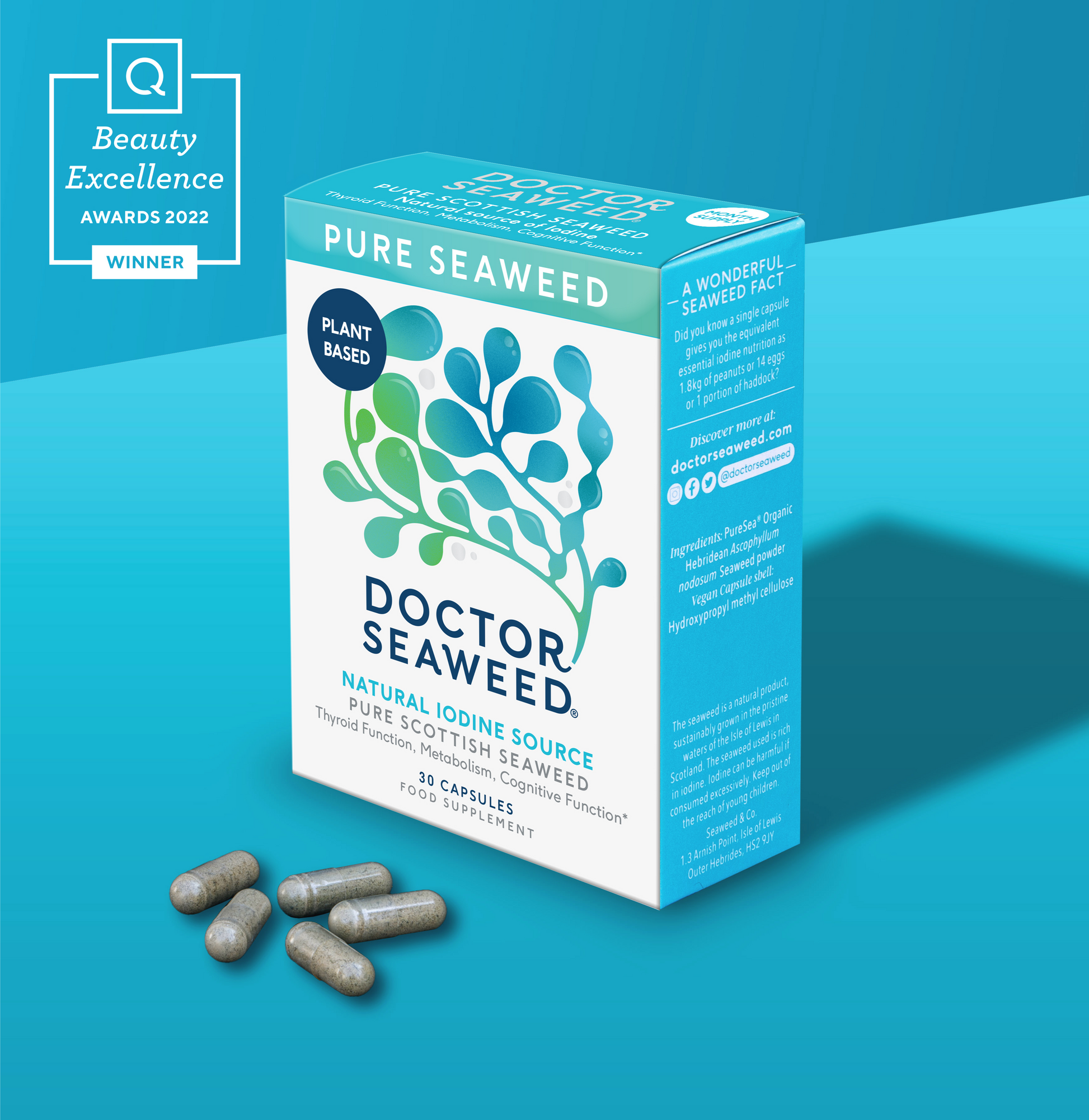 Pure Organic Seaweed Capsules Iodine Rich Support Thyroid